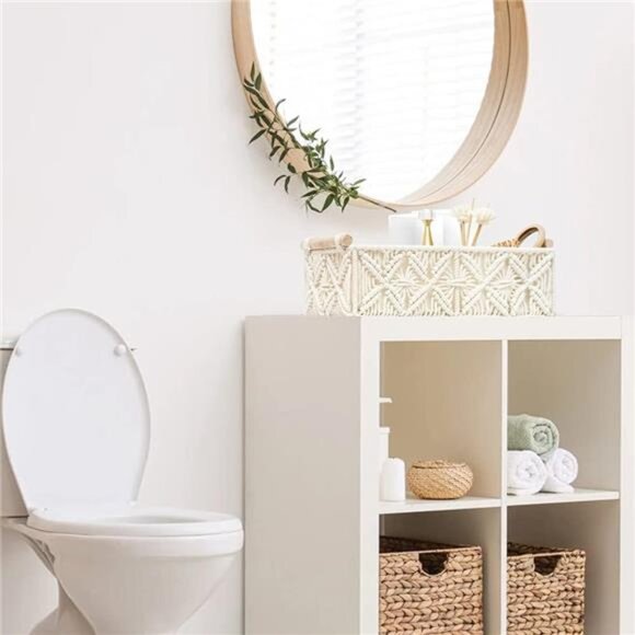 Macrame Storage Basket Boho Decor Baskets for Organizing Woven Decorative Basket - Picture 5 of 8